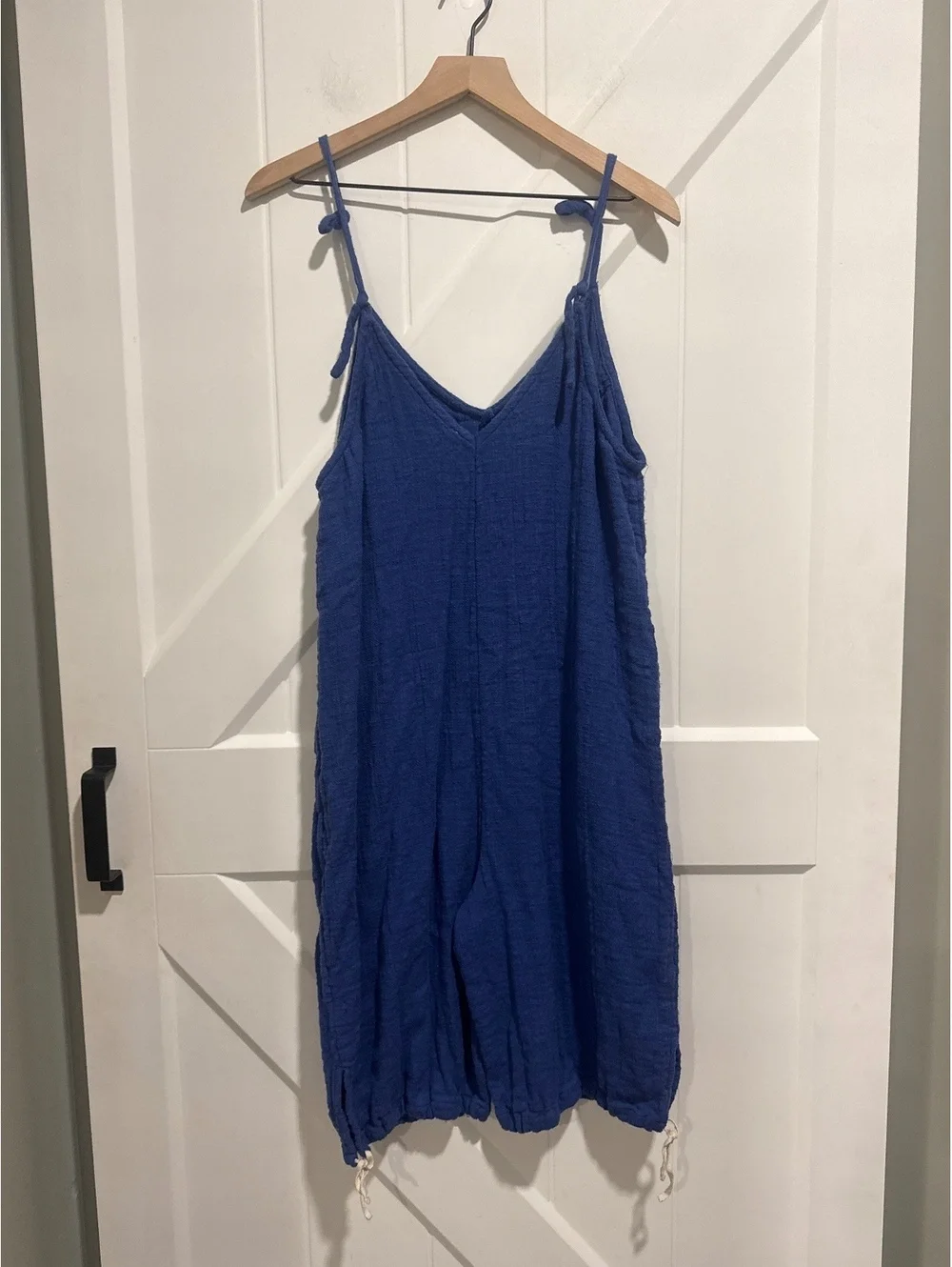 Free People Blue Cotton Sleeveless Jumpsuit Romper Medium